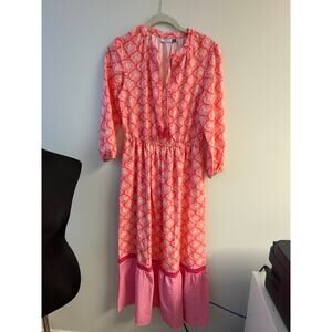 Cabana Life Midi Dress – Coral Pink Print – Size XS | UPF Sun Protective